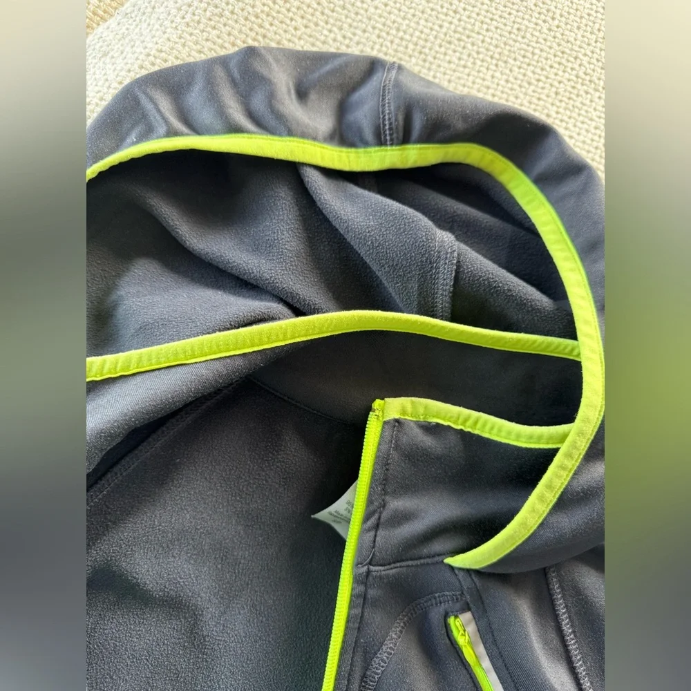 Champion Fleece Zip-Up, Gray & Green, Size Small